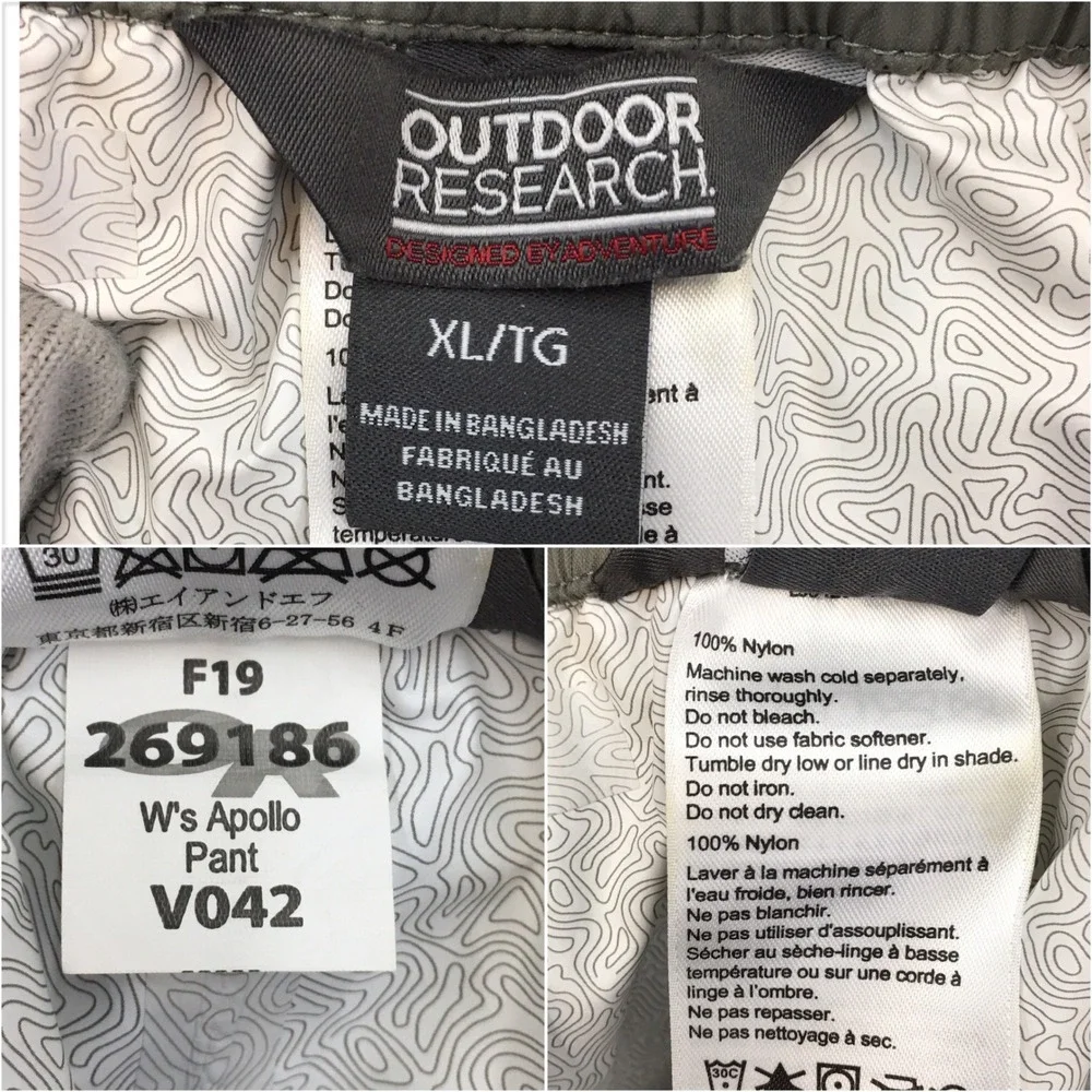 Outdoor Research Apollo Rain Pants Gray Green Ventia Waterproof Shell Mens XL